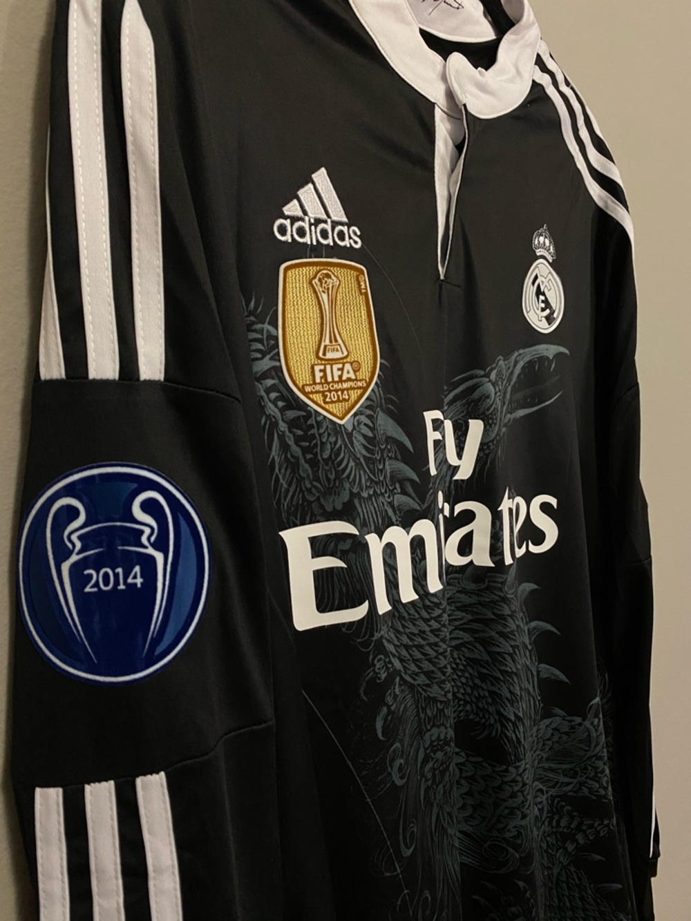 Real Madrid 2014/2015 Chicharito dragon black longsleeve soccer jersey - Picture 3 of 7